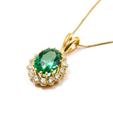 Emerald Pendant, Princess Di Pendant, Vintage Pendants, Created Emerald Pendant, CZ Diamonds, Solid Silver Pendant, Green Pendant, Emerald(1)