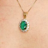 Emerald Pendant, Princess Di Pendant, Vintage Pendants, Created Emerald Pendant, CZ Diamonds, Solid Silver Pendant, Green Pendant, Emerald(1)