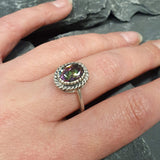 Mystic Topaz Ring - Purple Solitaire Ring - Vintage Topaz Ring