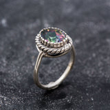 Mystic Topaz Ring - Purple Solitaire Ring - Vintage Topaz Ring