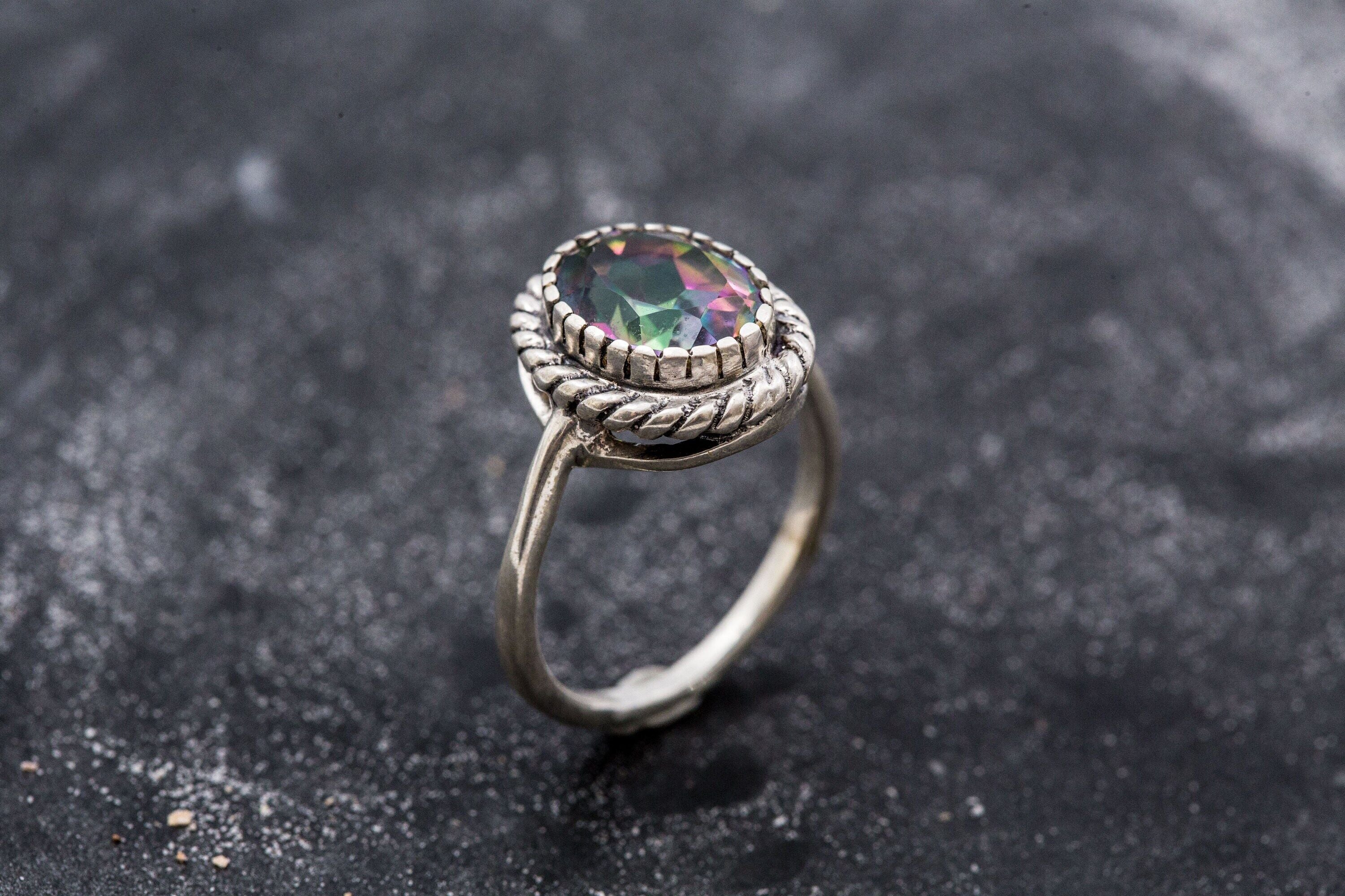 Unique Topaz Ring, Mystic Topaz Ring, Natural Topaz, December Birthstone, Vintage Ring, December Ring, Solid Silver Ring, Purple Ring, Topaz