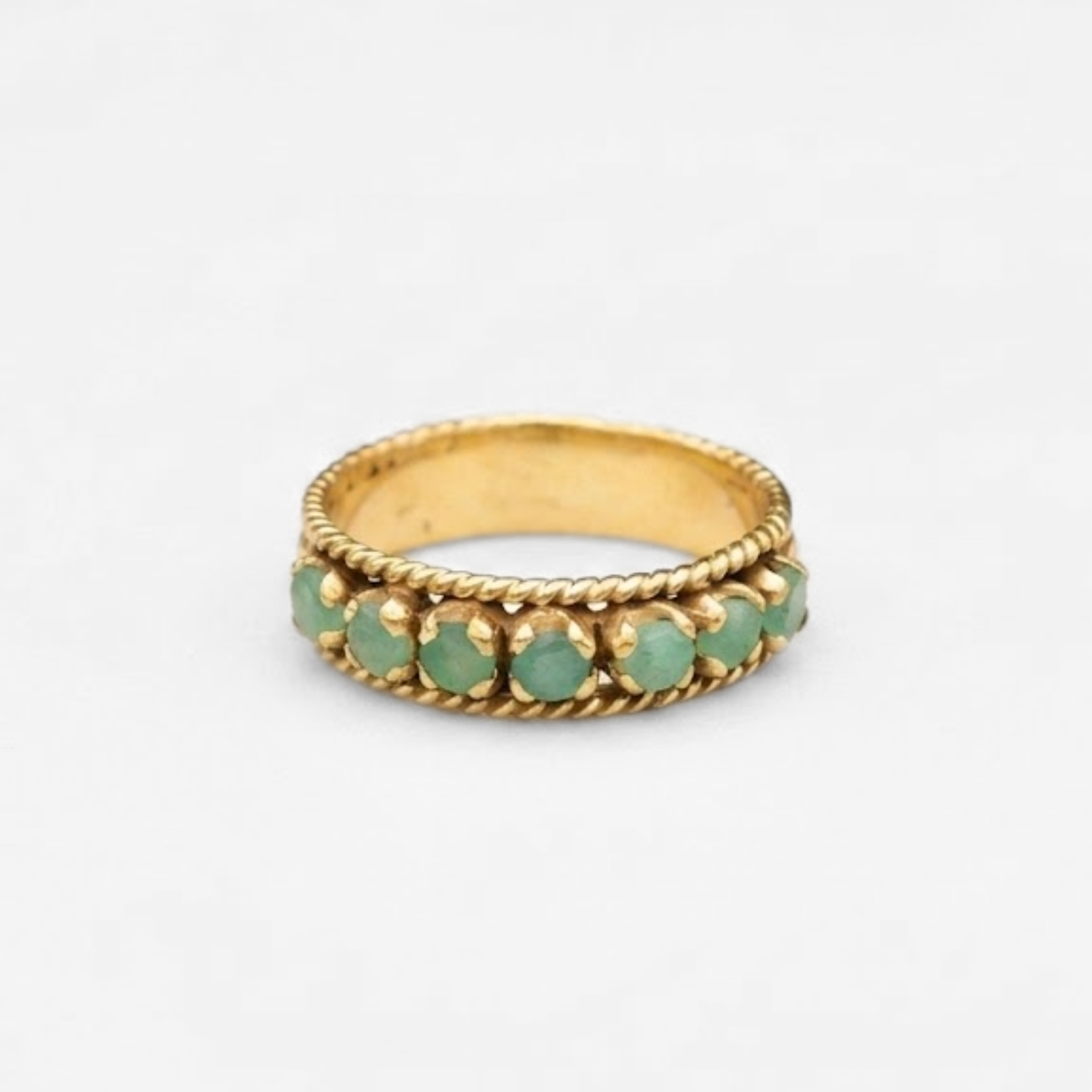 Natural Emerald Ring made in 18k Gold Vermeil with Round Natural Green Emerald in Channel-Set setting, May Birthstone gift idea, symbolizes growth, harmony, and deep emotional healing, ideal for everyday wear and perfect for birthday gifting and special occasions.