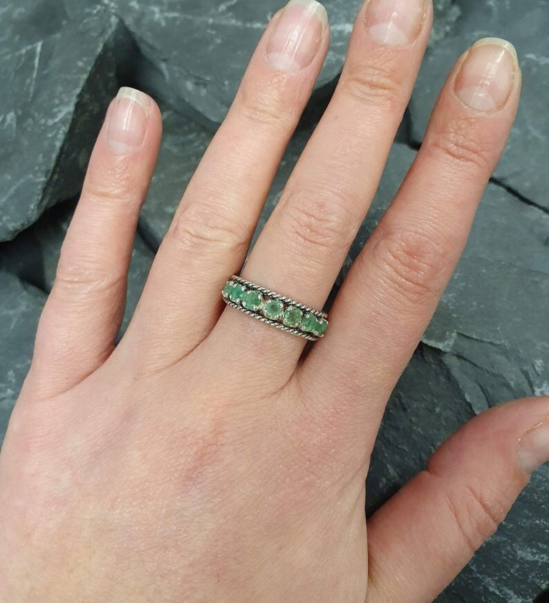 "Elegant 18k Gold Vermeil Natural Emerald Ring, May Birthstone symbolizing growth and harmony, perfect for everyday wear."