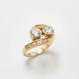 Two Stone Diamond Gold Ring, Statement Diamond Ring, Vintage Diamond Gold Ring made in 18k Gold Vermeil. Ideal for everyday wear and perfect for birthday gifting and special occasions.
