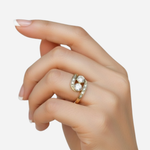 Elegant Vintage Diamond Gold Ring, crafted in 18k Gold Vermeil; a stunning statement piece for any occasion.