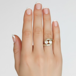 Stunning Two Stone Diamond Gold Ring in 18k Gold Vermeil; ideal for making a statement at special events and everyday wear.