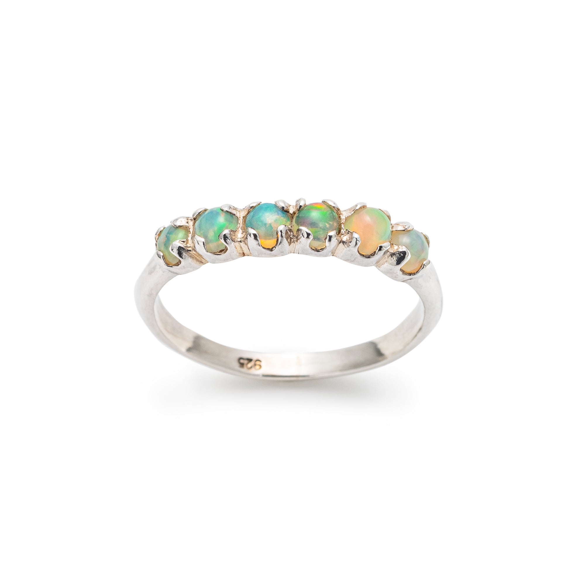 Opal Band, Ethiopian Opal Band, Natural Opal Ring, Half Eternity Band, October Ring, Fire Opal Ring, Opal Vintage Ring, Silver Vintage Ring