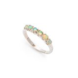 Fire Opal Gold Band - Natural Opal Ring - Half Eternity Gold Ring