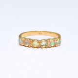Fire Opal Gold Band - Natural Opal Ring - Half Eternity Gold Ring