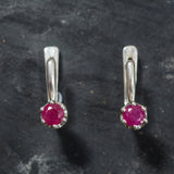 Natural Ruby Earrings made in 925 Sterling Silver with Round Natural Red Ruby in Solitaire setting, July Birthstone gift idea, symbolizes nobility, purity, and passion, ideal for everyday wear and perfect for birthday gifting and special occasions.