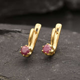 Gold Ruby Earrings - Natural Ruby Earrings, Gold Dainty Studs