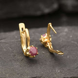 Gold Ruby Earrings - Natural Ruby Earrings, Gold Dainty Studs