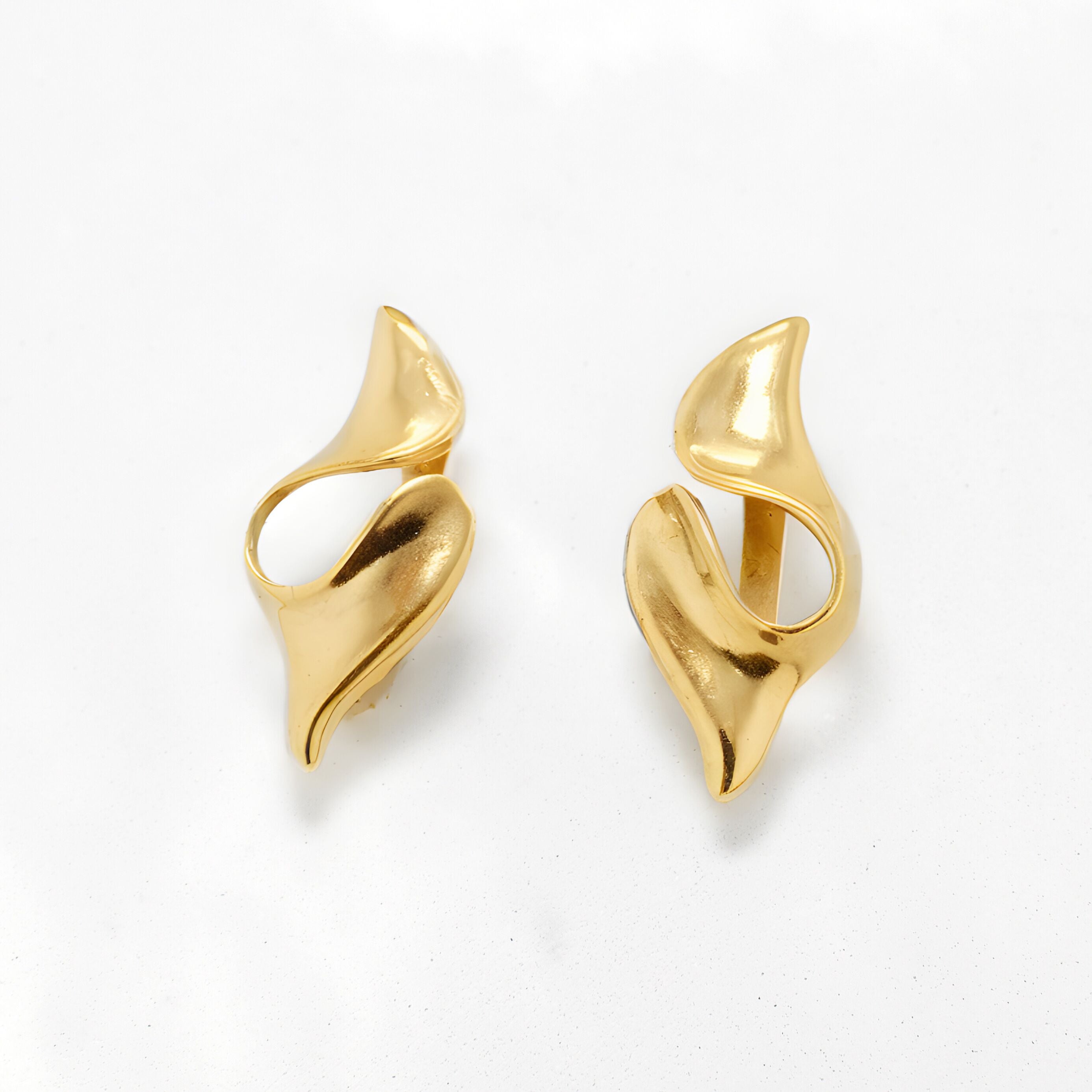 Large Gold Earrings - Wave Statement Earrings - Artistic Gold Earrings made in 18k Gold Vermeil. Ideal for everyday wear and perfect for birthday gifting and special occasions.
