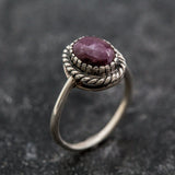 Ruby Vintage Ring - Red Oval Ring - July Birthstone Ring