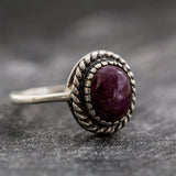 Ruby Vintage Ring - Red Oval Ring - July Birthstone Ring