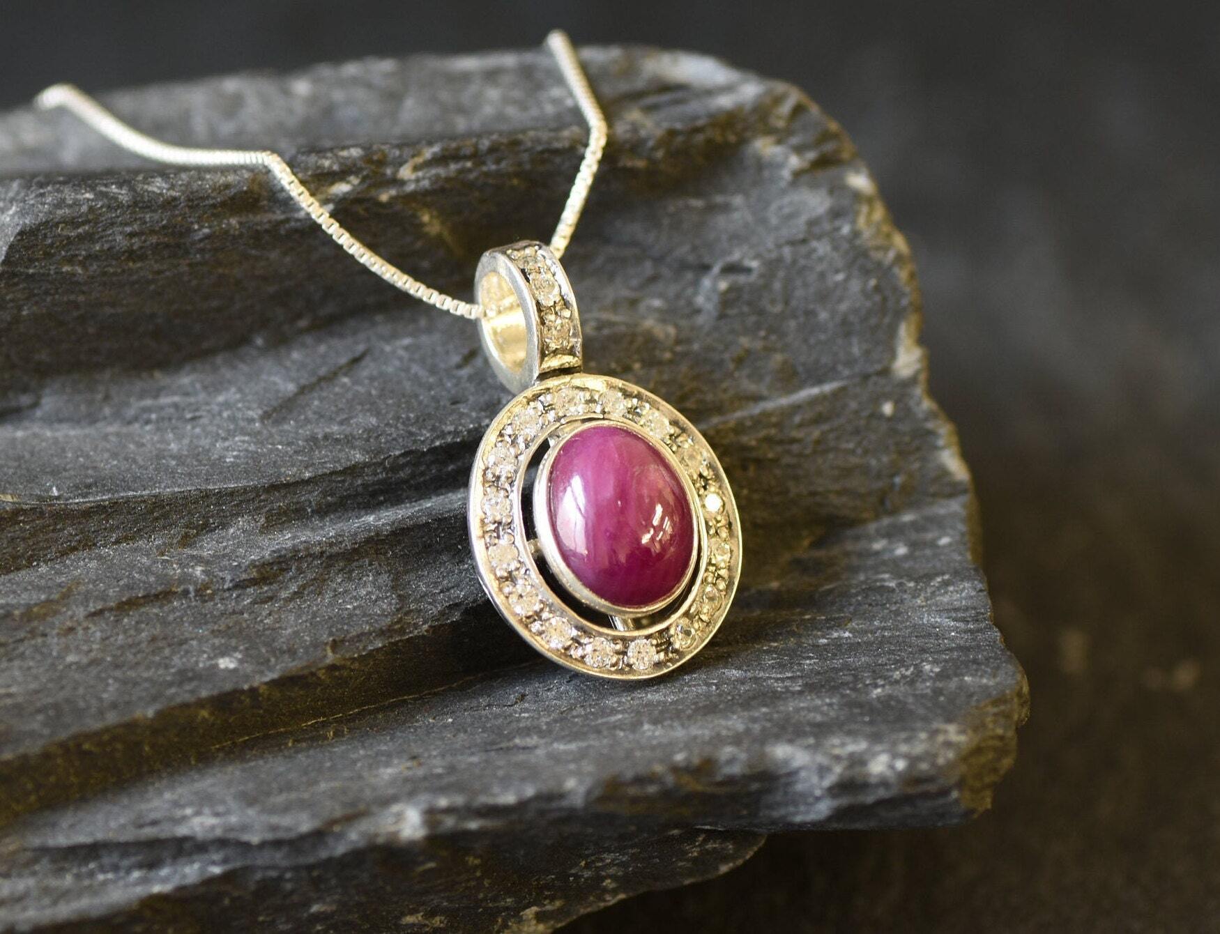 Natural Ruby Pendant made in 925 Sterling Silver with Oval Natural Red Ruby in Bezel setting, July Birthstone gift idea, symbolizes nobility, purity, and passion, ideal for everyday wear and perfect for birthday gifting and special occasions.
