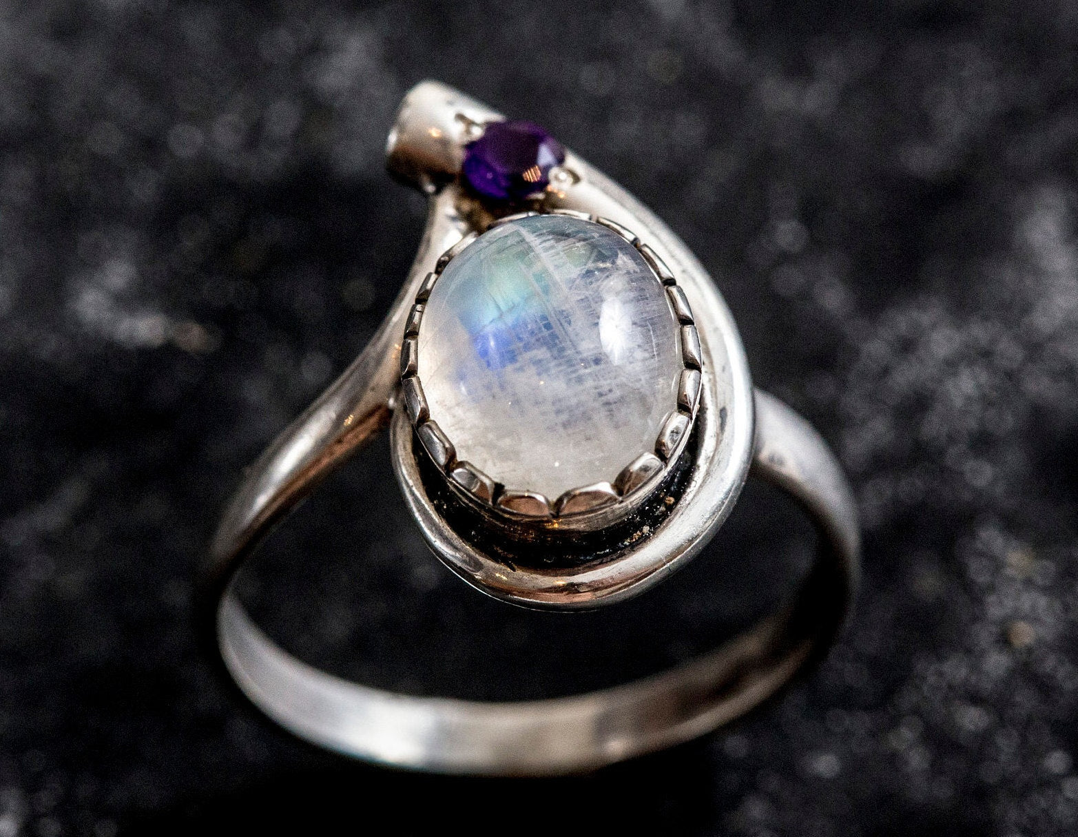 Moonstone Ring, Rainbow Moonstone, Vintage Rings, June Birthstone, Natural Moonstone, Silver Ring, June Ring, Moonstone, Solid Silver Ring