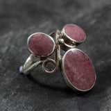 Rhodochrosite Ring - Pink Statement Ring - Large Boho Ring