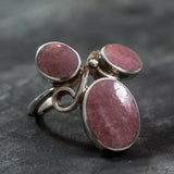 Rhodochrosite Ring - Pink Statement Ring - Large Boho Ring