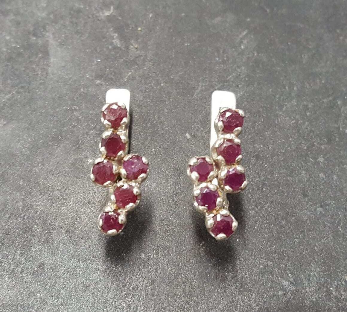 Natural Ruby Earrings made in 925 Sterling Silver with Round Natural Red Ruby in Prong setting, July Birthstone gift idea, symbolizes nobility, purity, and passion, ideal for everyday wear and perfect for birthday gifting and special occasions.