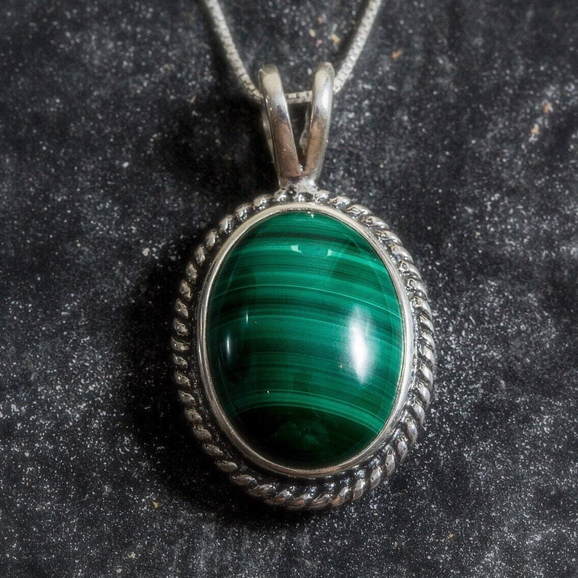 Large Pendant, Malachite Pendant, Natural Malachite, Vintage Pendant, Green Malachite, Large Stone, Green Pendant, Silver Pendant, Malachite