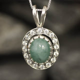 Antique Emerald Necklace, Natural Emerald, Real Emerald Pendant, May Birthstone, Vintage Pendant, Green Oval Pendant, Solid Silver Pendant