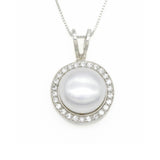 White Pearl Pendant - Pearl Vintage Necklace - Statement Pearl Pendant