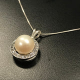 White Pearl Pendant - Pearl Vintage Necklace - Statement Pearl Pendant