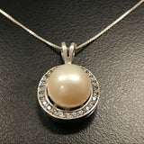 White Pearl Pendant - Pearl Vintage Necklace - Statement Pearl Pendant