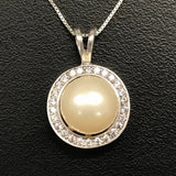 White Pearl Pendant - Pearl Vintage Necklace - Statement Pearl Pendant