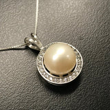 White Pearl Pendant - Pearl Vintage Necklace - Statement Pearl Pendant