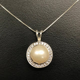 White Pearl Pendant - Pearl Vintage Necklace - Statement Pearl Pendant