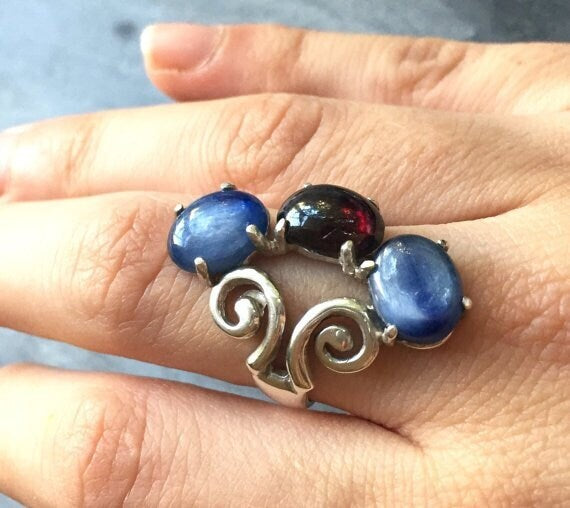 Unique Ring, Tourmaline Ring, Pink Tourmaline, Green Tourmaline, Yellow Tourmaline, Vintage Ring, October Ring, Solid Silver, Tourmaline