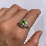 Peridot Ring - Purple Victorian Ring - Peridot Flower Ring
