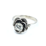 Genuine Topaz Ring - White Flower Ring - Solitaire Rose Ring