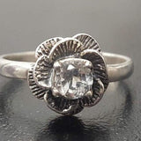 Genuine Topaz Ring - White Flower Ring - Solitaire Rose Ring