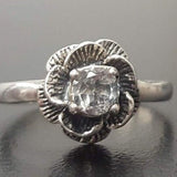 Genuine Topaz Ring - White Flower Ring - Solitaire Rose Ring