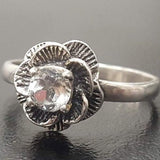 Genuine Topaz Ring - White Flower Ring - Solitaire Rose Ring