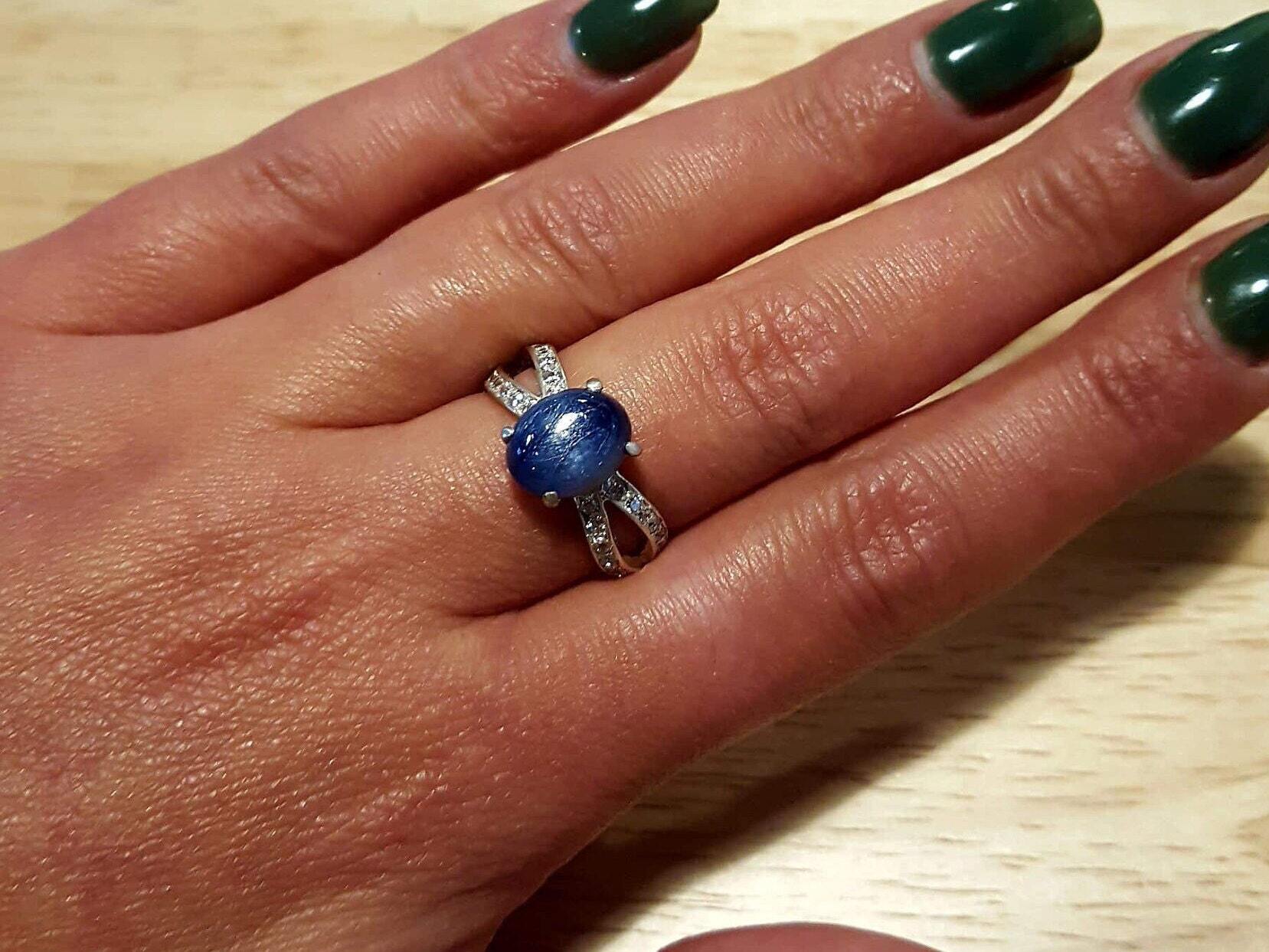 Blue Kyanite Ring, Kyanite Ring, Natural Blue Kyanite, African Kyanite, Promise Ring, Vintage Rings, Solid Silver Ring, Blue Ring, Kyanite