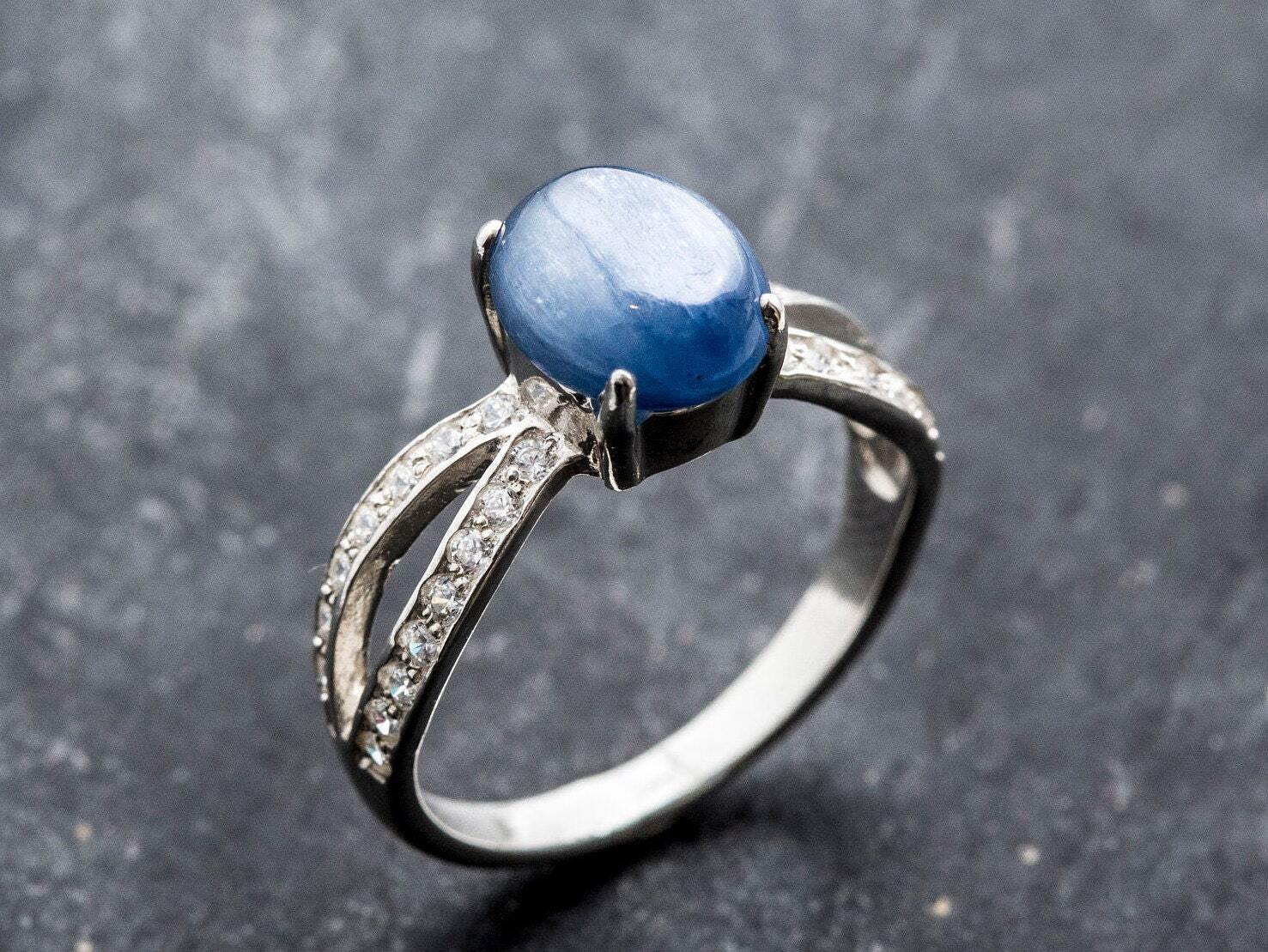 Blue Kyanite Ring, Kyanite Ring, Natural Blue Kyanite, African Kyanite, Promise Ring, Vintage Rings, Solid Silver Ring, Blue Ring, Kyanite