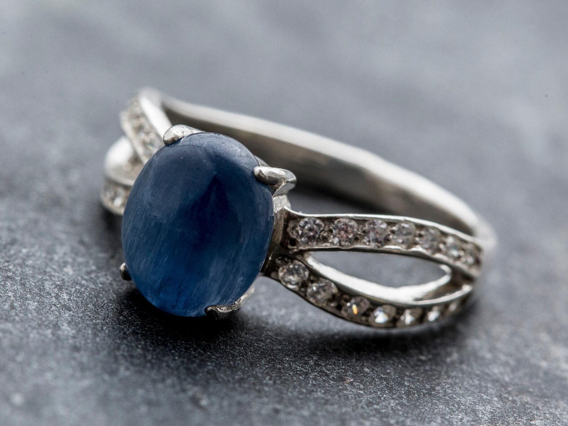 Blue Kyanite Ring, Kyanite Ring, Natural Blue Kyanite, African Kyanite, Promise Ring, Vintage Rings, Solid Silver Ring, Blue Ring, Kyanite