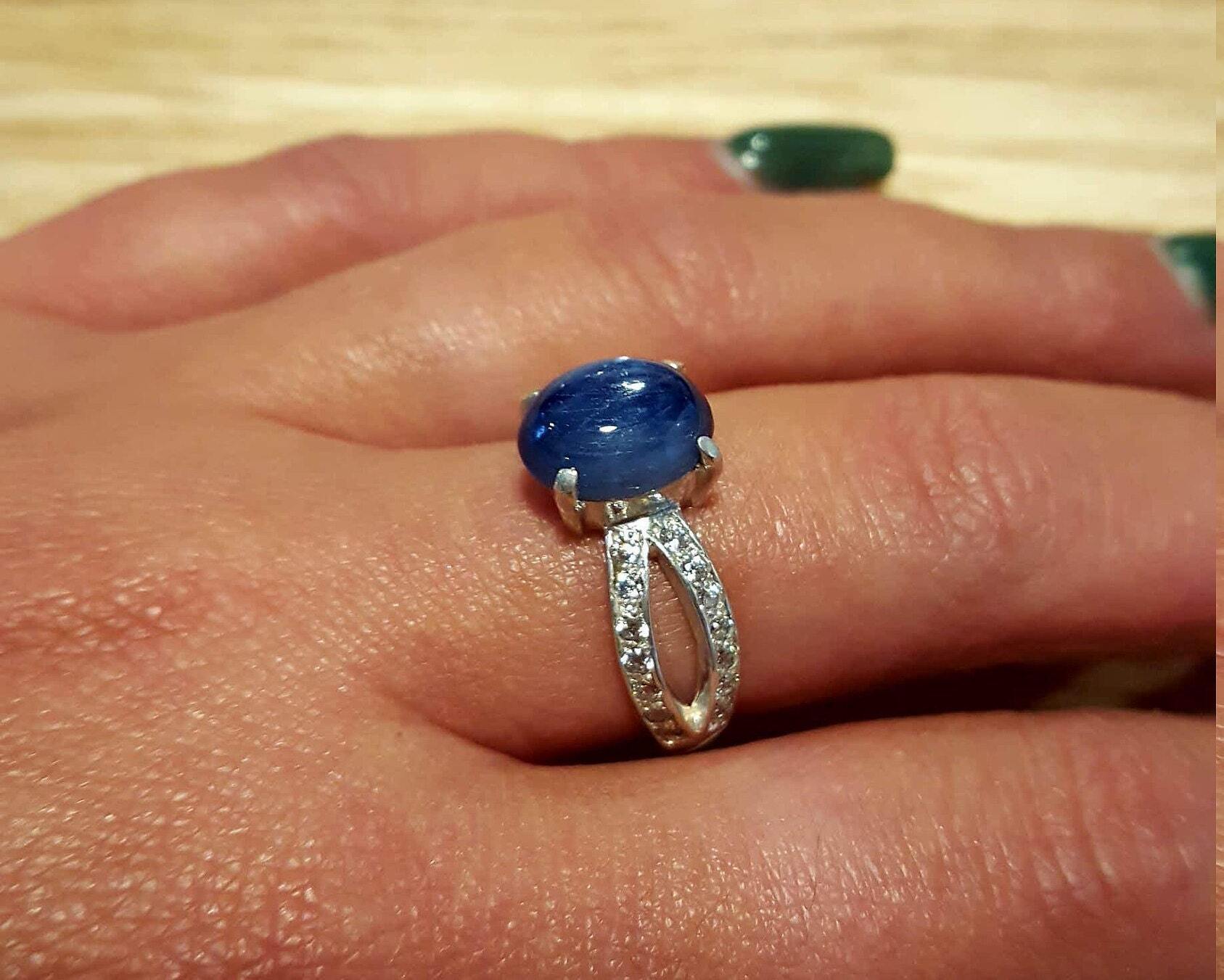 Blue Kyanite Ring, Kyanite Ring, Natural Blue Kyanite, African Kyanite, Promise Ring, Vintage Rings, Solid Silver Ring, Blue Ring, Kyanite