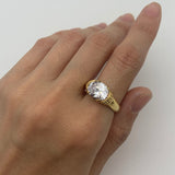 Gold Diamond Ring - Sparkly Tribal Ring - Vintage Boho Ring