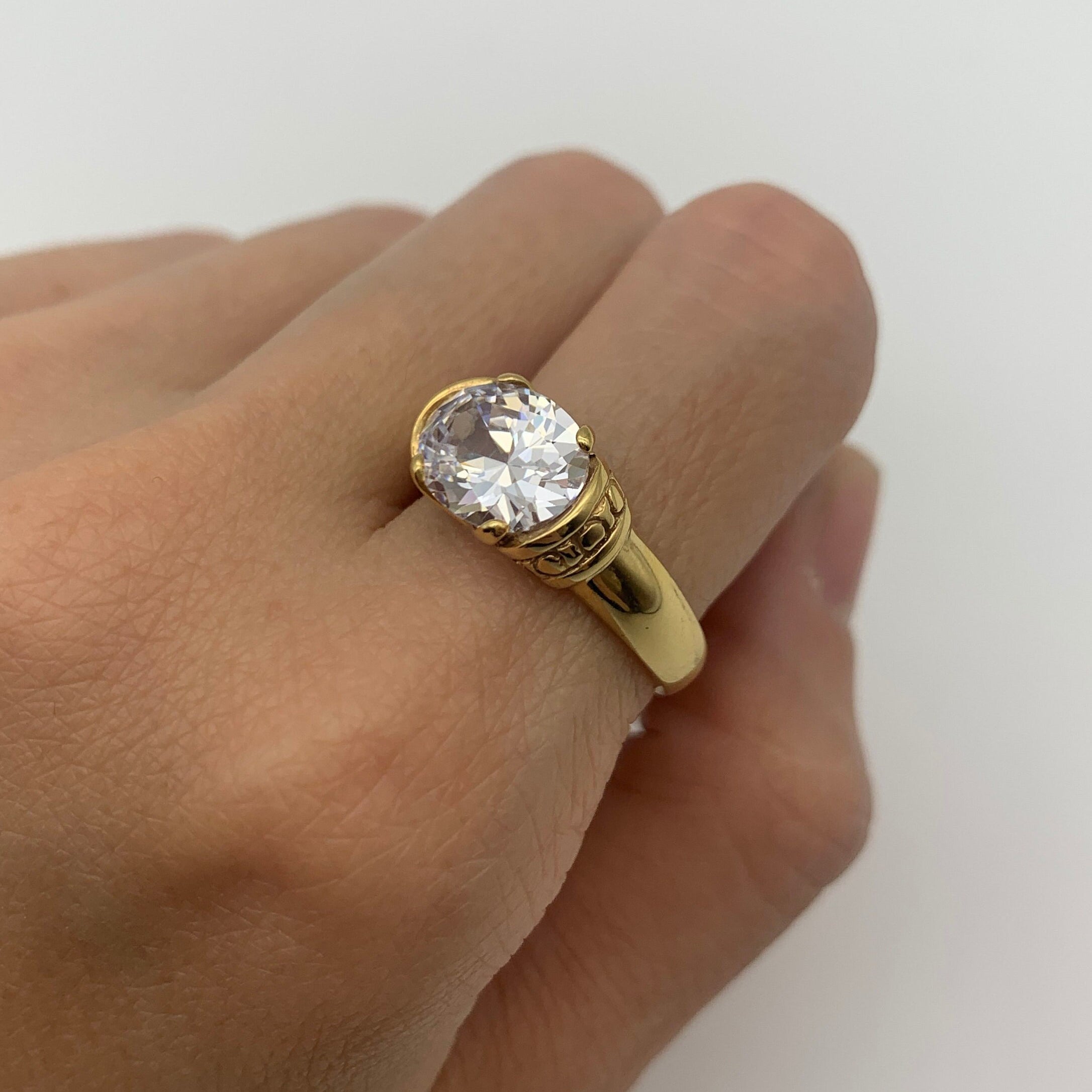 Bohemian Ring, Diamond Ring, Created CZ Diamond, Vintage Ring, Tribal Ring, Sparkly Ring, Solitaire Ring, Horizontal Ring, 925 Silver Ring(1)