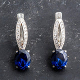 Sapphire Vintage Earrings - Blue Gemstone Earrings - Drop Sapphire Earrings