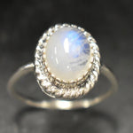 Moonstone Ring, Natural Rainbow Moonstone, Vintage Ring, June Birthstone, White Ring, Antique Ring, June Ring, Solid Silver Ring, Moonstone