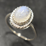 Moonstone Ring, Natural Rainbow Moonstone, Vintage Ring, June Birthstone, White Ring, Antique Ring, June Ring, Solid Silver Ring, Moonstone