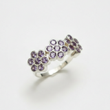 Genuine Amethyst Ring - Purple Flower Ring - February Birthstone Floral Ring