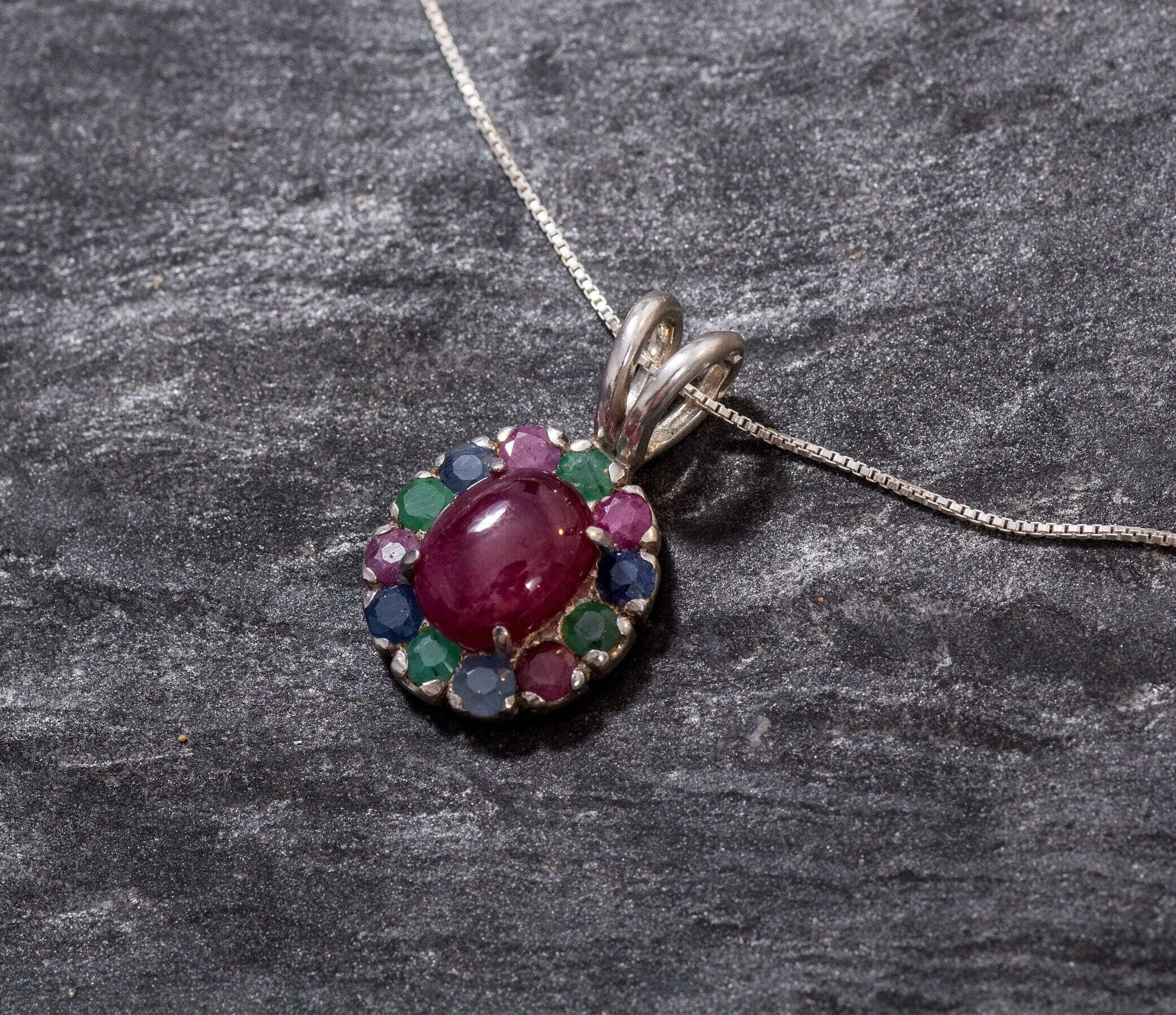 Elegant Natural Ruby Pendant in 925 Sterling Silver, ideal July birthstone gift symbolizing purity and passion for special occasions.