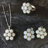 Flower Opal Earrings - Natural Opal Earrings, White Daisy Studs